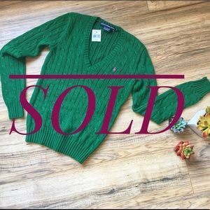 NWT Green Ralph Lauren Sport Cable Knit Sweater